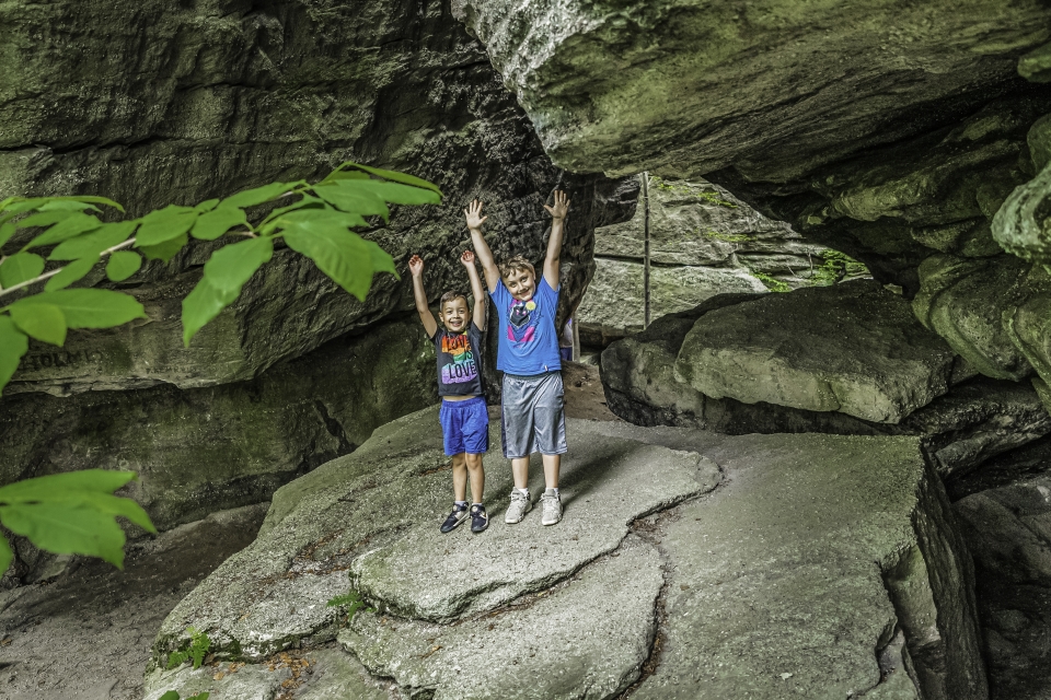 Boys on a rock at Rock City Park