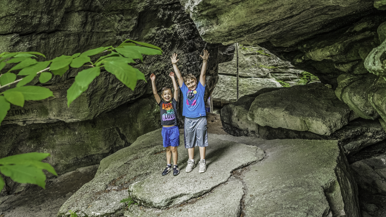 Boys on a rock at Rock City Park