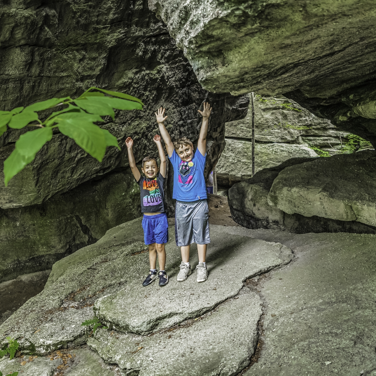 Boys on a rock at Rock City Park