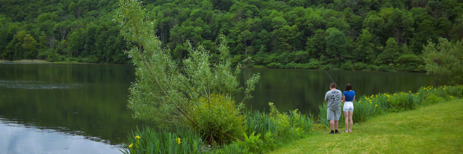 Enjoying the scenery of New Albion Lake in New Albion