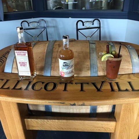 Bottles and drink at Ellicottville Distillery