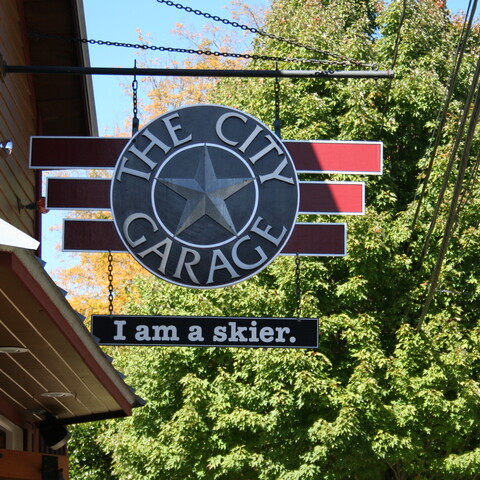 The City Garage sign at the entrance