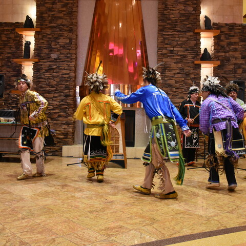 Traditional Indigenous dance performed in the Hotel Lobby at the Seneca Allegany Resorts & Casino